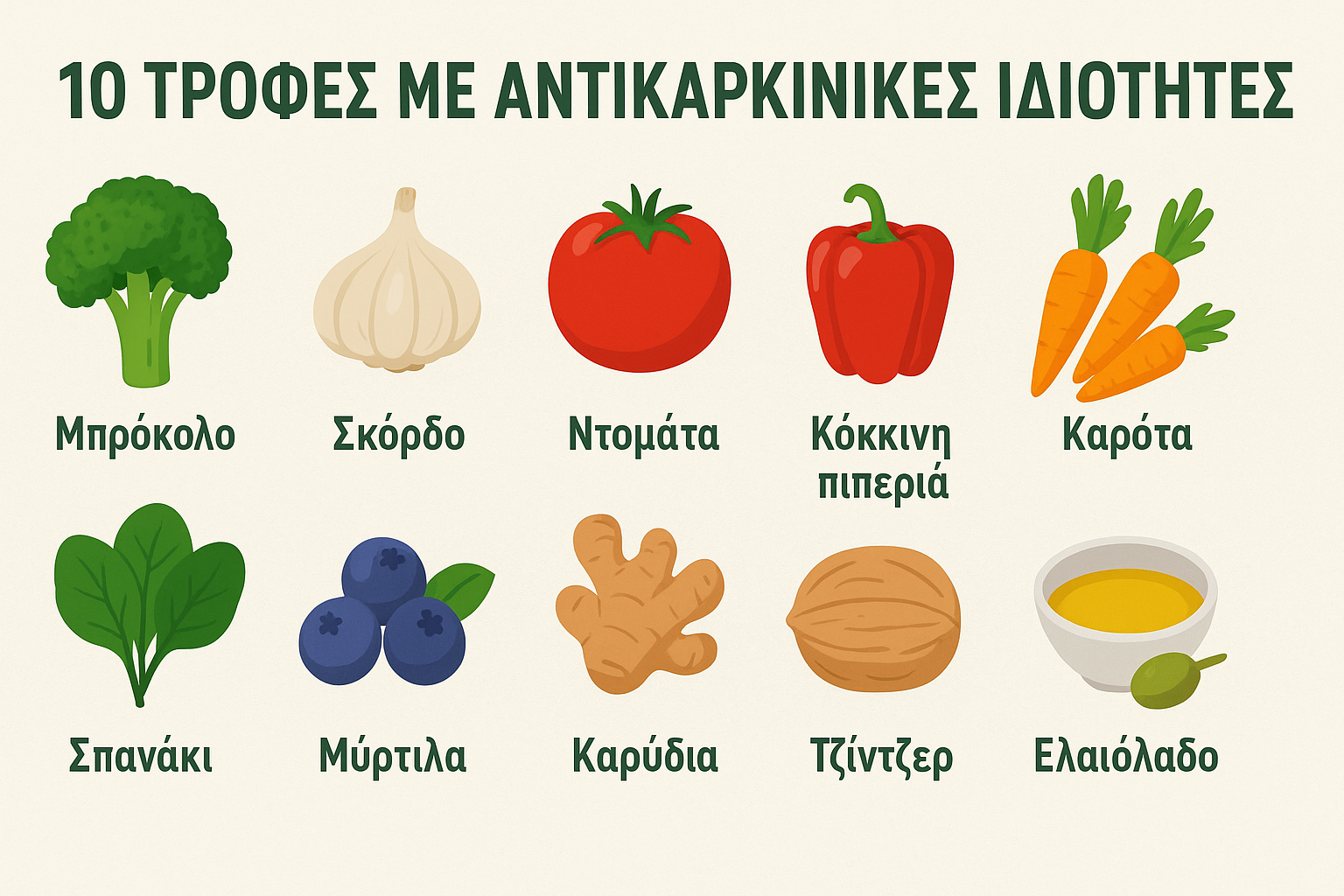 10 Τροφές με Αντικαρκινικές Ιδιότητες