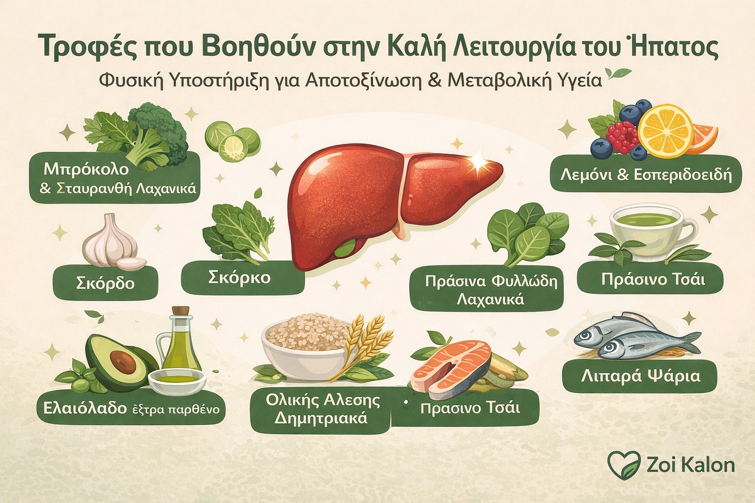 Τροφές που Βοηθούν στην Καλή Λειτουργία του Ήπατος